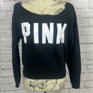 PINK Victoria's Secret Black and White Logo Tag Sweatshirt